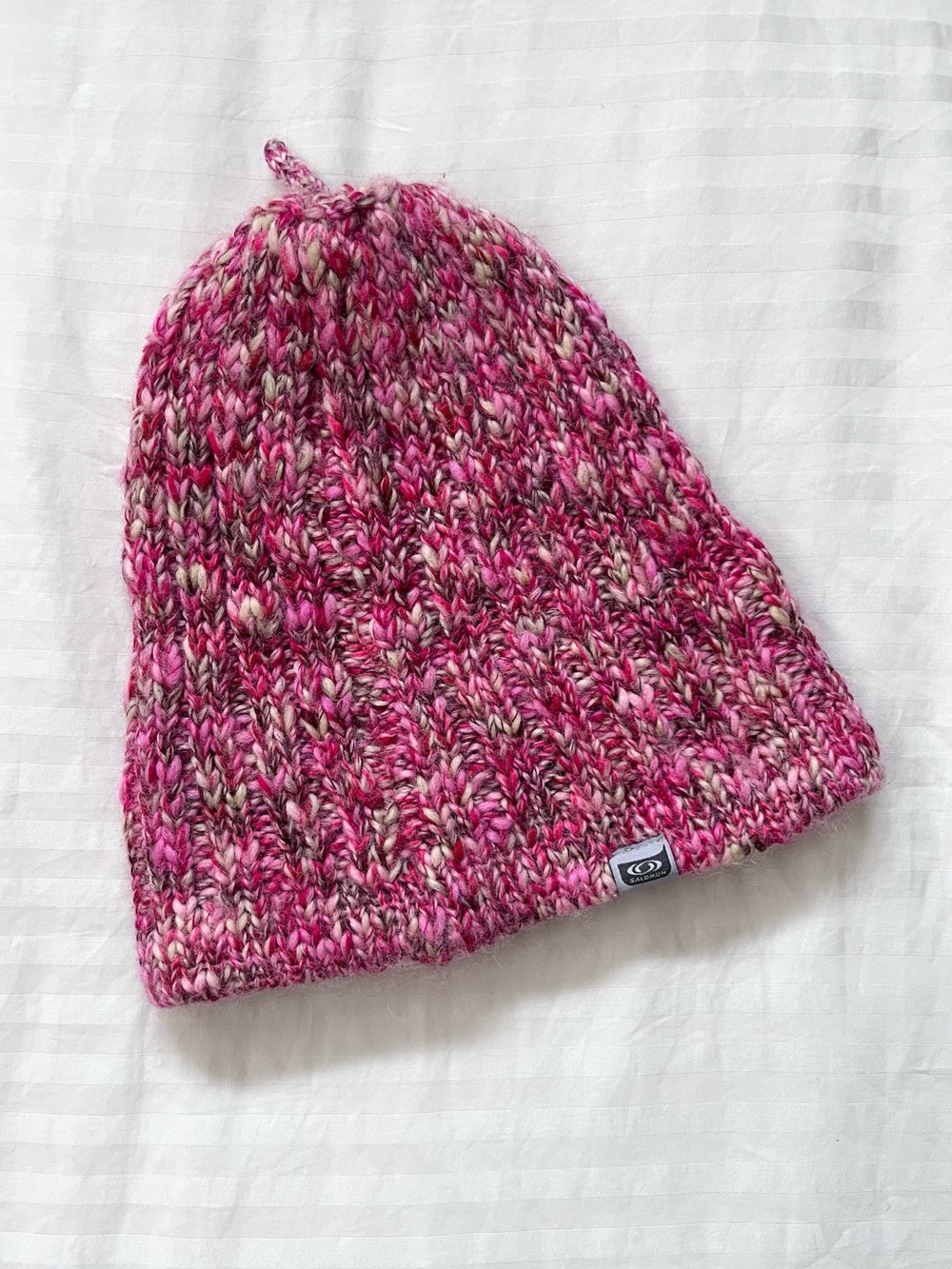Salomon | Women’s Pink Chunky Ribbed Knit Wool Beanie